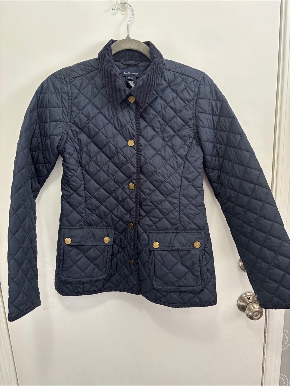Ralph Lauren Navy Quilted Diamond-Pattern Puffer Jacket Youth XL